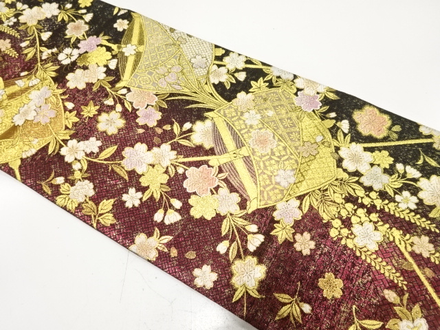 JAPANESE FUKURO OBI FOR FURISODE / WOVEN WEEPING SAKURA